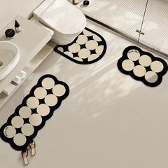 3pcs Geometric Bath Rug Diatom Mud Non-slip Mat for Bathroom Countertop