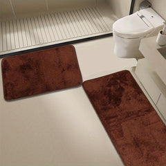 2pcs Plush Absorbent Bathroom Floor Mat Non slip Kitchen Mat Machine Washable