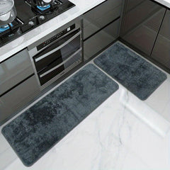 2pcs Plush Absorbent Bathroom Floor Mat Non slip Kitchen Mat Machine Washable