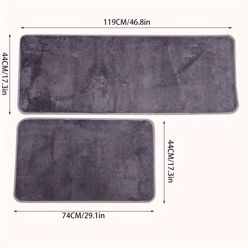 2pcs Plush Absorbent Bathroom Floor Mat Non slip Kitchen Mat Machine Washable