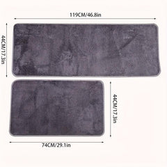 2pcs Plush Absorbent Bathroom Floor Mat Non slip Kitchen Mat Machine Washable