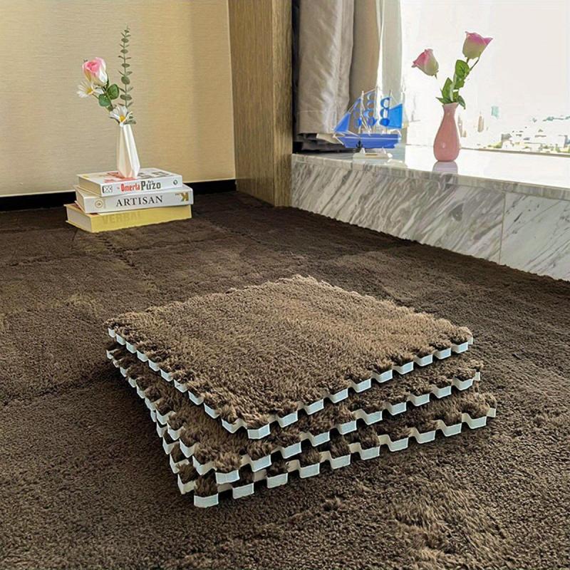 4pcs Thickened Interlocking Foam Mat Fluffy Square Foam Carpet Tiles