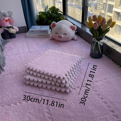 4pcs Thickened Interlocking Foam Mat Fluffy Square Foam Carpet Tiles