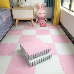 4pcs Thickened Interlocking Foam Mat Fluffy Square Foam Carpet Tiles