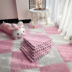 4pcs Thickened Interlocking Foam Mat Fluffy Square Foam Carpet Tiles