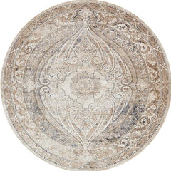 Round Vintage Carpet Boho Floral Non-slip Floor Mat Living Room R