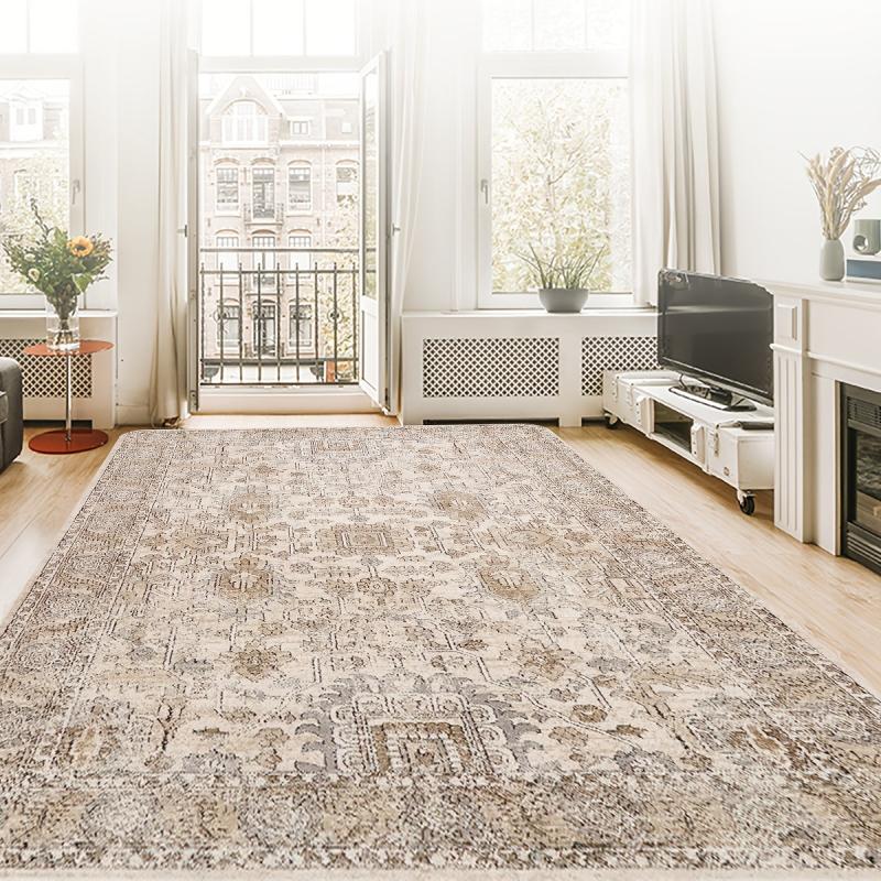 Persian Anti-fatigue Kitchen Rug Vintage Area Rug Soft Faux Sheepskin Mat