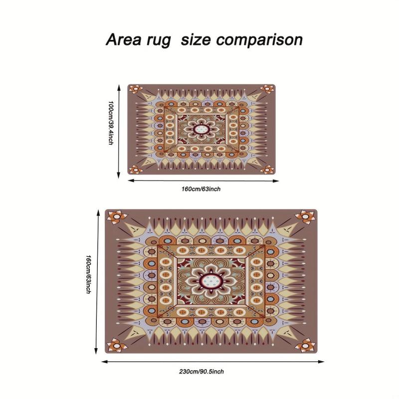 Vintage Brown Faux Cashmere Persian Rug Anti Slip Backing