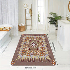 Vintage Brown Faux Cashmere Persian Rug Anti Slip Backing
