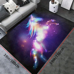 Colorful Starry Sky Horse Printed Kitchen Rug Soft Flannel Floor Mat