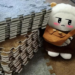 12pcs Interlocking Fluffy Puzzle Flooring Tiles Soft Climbing Area Rugs