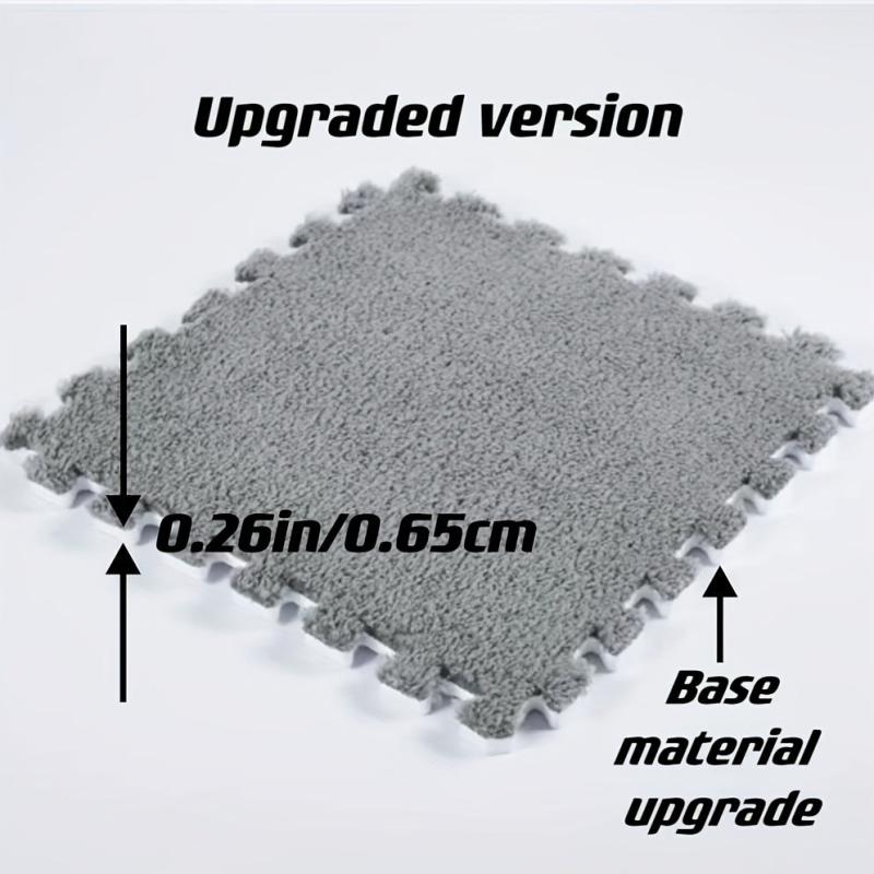 12pcs Interlocking Fluffy Puzzle Flooring Tiles Soft Climbing Area Rugs