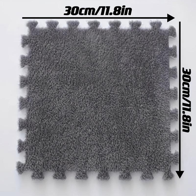 12pcs Interlocking Fluffy Puzzle Flooring Tiles Soft Climbing Area Rugs