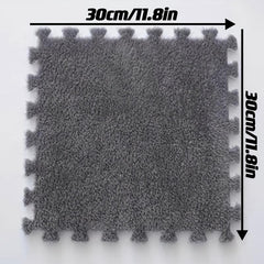 12pcs Interlocking Fluffy Puzzle Flooring Tiles Soft Climbing Area Rugs