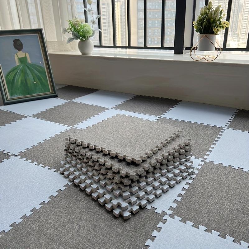 Soft Interlocking Carpet Tiles With Border Plush Foam Floor Mats Set
