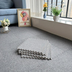 Soft Interlocking Carpet Tiles With Border Plush Foam Floor Mats Set