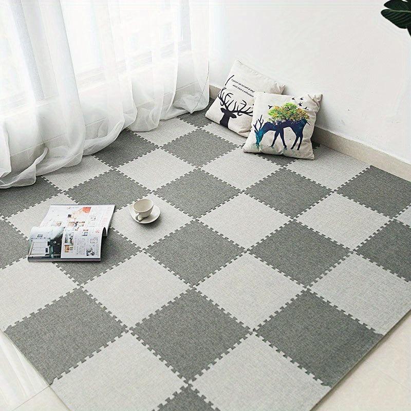 Soft Interlocking Carpet Tiles With Border Plush Foam Floor Mats Set