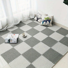 Soft Interlocking Carpet Tiles With Border Plush Foam Floor Mats Set