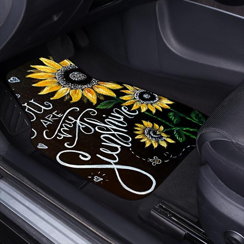4pcs Sunflower Bouquet Car Floor Mat All-weather Car Mat