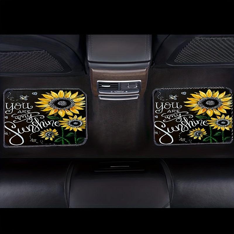 4pcs Sunflower Bouquet Car Floor Mat All-weather Car Mat