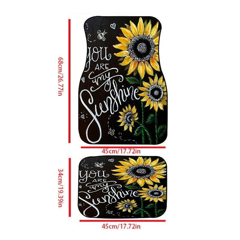 4pcs Sunflower Bouquet Car Floor Mat All-weather Car Mat