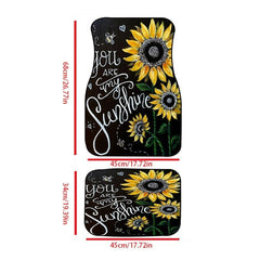 4pcs Sunflower Bouquet Car Floor Mat All-weather Car Mat