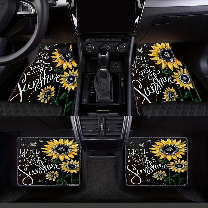 4pcs Sunflower Bouquet Car Floor Mat All-weather Car Mat