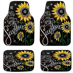 4pcs Sunflower Bouquet Car Floor Mat All-weather Car Mat