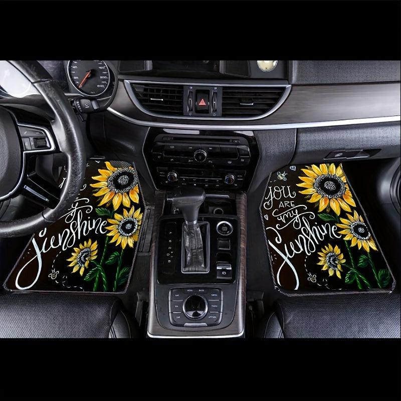 4pcs Sunflower Bouquet Car Floor Mat All-weather Car Mat
