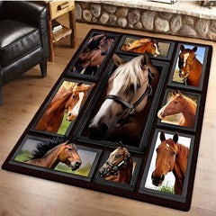 3D Puzzle Animal Horse Printed Area Carpet Non Slip Floor Mat
