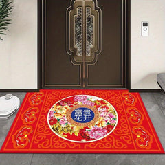Red Festive Floor Mat Entry Door Mat Safe Water Absorption Non-slip Carpet
