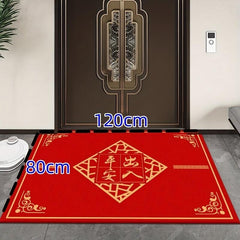 Red Festive Floor Mat Entry Door Mat Safe Water Absorption Non-slip Carpet