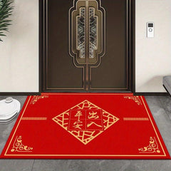 Red Festive Floor Mat Entry Door Mat Safe Water Absorption Non-slip Carpet