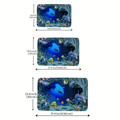 Dolphin Animal Area Rug Underwater World Non Slip Floor Mat Doormats
