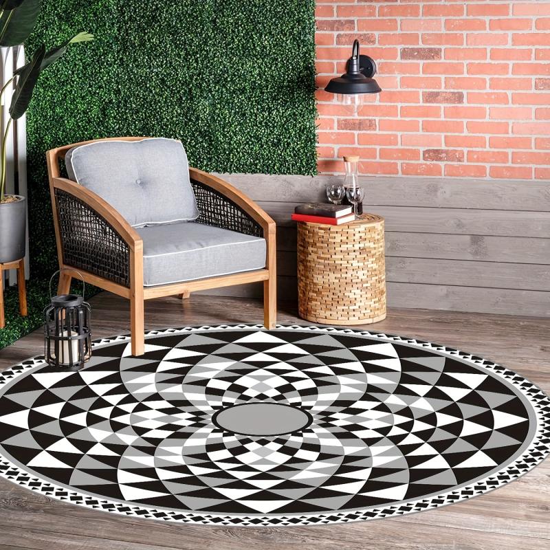 Vintage Distressed Boho Round Rug Soft Circle Carpet Living Bedroom Non Slip