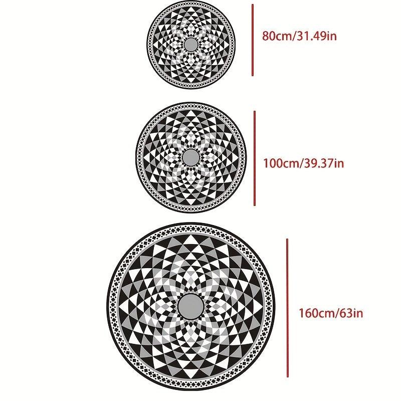 Vintage Distressed Boho Round Rug Soft Circle Carpet Living Bedroom Non Slip