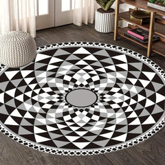 Vintage Distressed Boho Round Rug Soft Circle Carpet Living Bedroom Non Slip