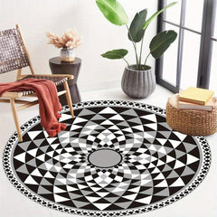 Vintage Distressed Boho Round Rug Soft Circle Carpet Living Bedroom Non Slip