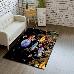 Mushroom Print Crystal Velvet Area Rug Memory Sponge Non-Slip Stain Resistant