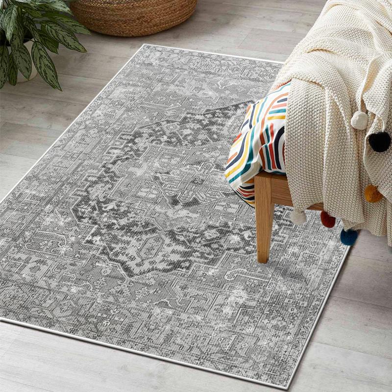 Geometric Doormat for Bohemian Living Room Non Slip Backing