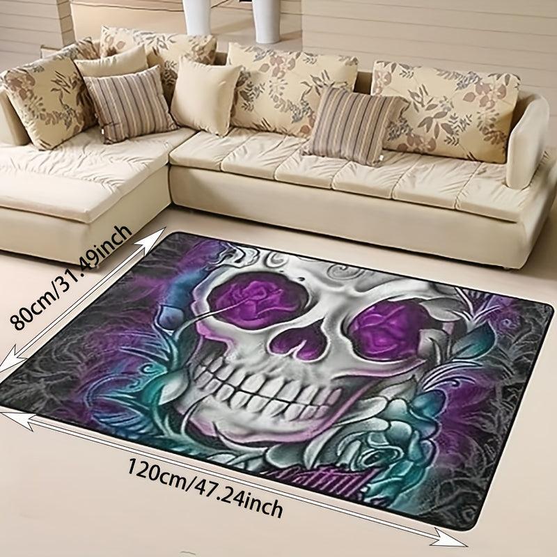 3D Skull Print Area Rug Gothic Horror Halloween Room Decor Modern Indoor Non Sli
