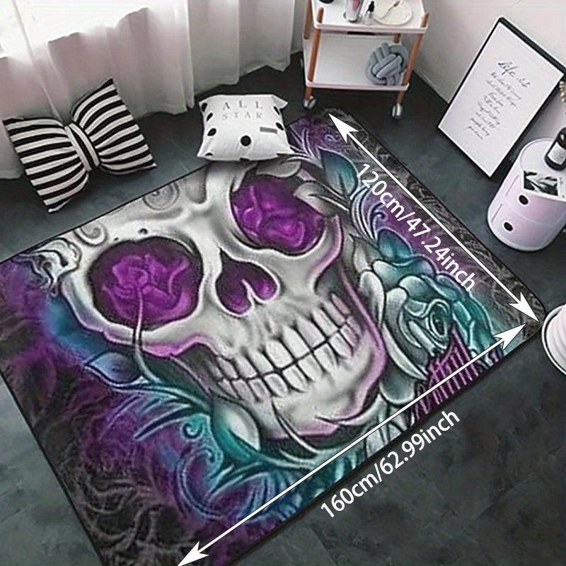 3D Skull Print Area Rug Gothic Horror Halloween Room Decor Modern Indoor Non Sli
