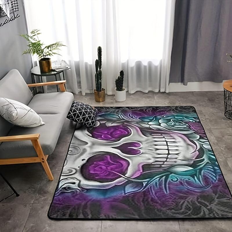 3D Skull Print Area Rug Gothic Horror Halloween Room Decor Modern Indoor Non Sli