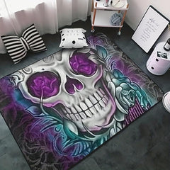 3D Skull Print Area Rug Gothic Horror Halloween Room Decor Modern Indoor Non Sli