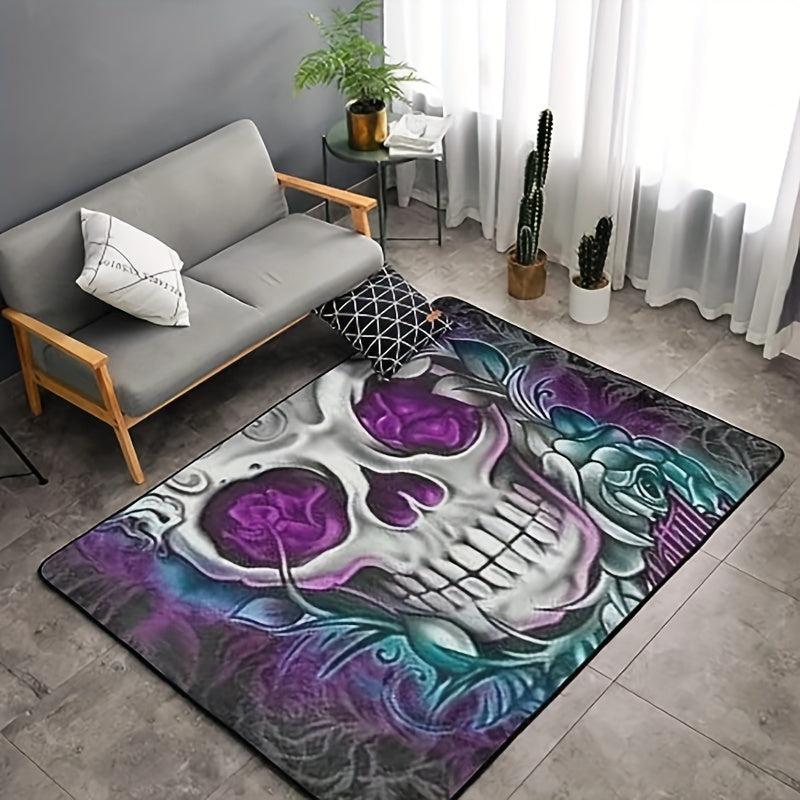 3D Skull Print Area Rug Gothic Horror Halloween Room Decor Modern Indoor Non Sli