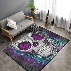 3D Skull Print Area Rug Gothic Horror Halloween Room Decor Modern Indoor Non Sli