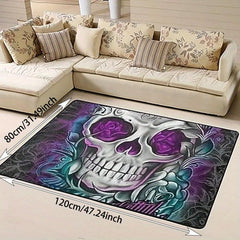 3D Skull Print Area Rug Gothic Horror Halloween Room Decor Modern Indoor Non Sli