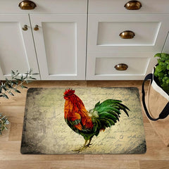 Colorful Chicken and Flower Floor Mat Non Slip Indoor Carpet