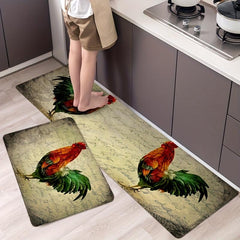 Colorful Chicken and Flower Floor Mat Non Slip Indoor Carpet