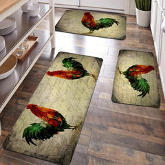 Colorful Chicken and Flower Floor Mat Non Slip Indoor Carpet